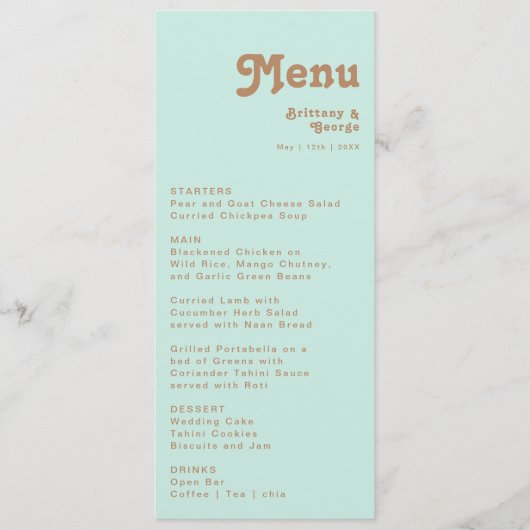 Retro Beach | Menu Aqua Weddenschap (Voorkant)