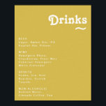 Retro Beach | Menu Gold Wedding Drink Poster<br><div class="desc">Dit retro strand | Het menu voor gouden bruiloft drinken is perfect voor je eenvoudige , kleurrijke tropische boho zomerbruiloft. Het unieke bohemische middeleeuwse lettertype geeft dit ontwerp een klassiek, minimalistisch hippiebeeld. Stel dat je op zoek bent naar een design dat heldere, rustige oceaankleuren bevat voor je creatieve 70's strandbruiloft....</div>