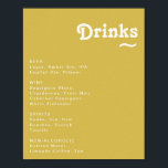 Retro Beach | Menu Gold Wedding Drink Poster<br><div class="desc">Dit retro strand | Het menu voor gouden bruiloft drinken is perfect voor je eenvoudige , kleurrijke tropische boho zomerbruiloft. Het unieke bohemische middeleeuwse lettertype geeft dit ontwerp een klassiek, minimalistisch hippiebeeld. Stel dat je op zoek bent naar een design dat heldere, rustige oceaankleuren bevat voor je creatieve 70's strandbruiloft....</div>