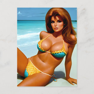 Retro Beach model fantasie Briefkaart