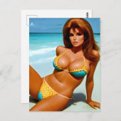 Retro Beach model fantasie Briefkaart (Voorkant / Achterkant)