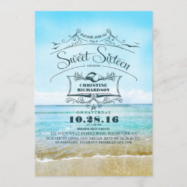 Retro Beach Ombre Blauw Zee Sweet Sixteen Kaart