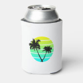 Retro Beach Palm Trees Blikjeskoeler (Blikje Achterkant)