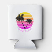 Retro Beach Palm Trees Saint Lucia Blikjeskoeler (Achterkant)