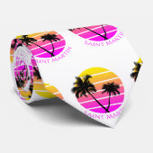Retro Beach Palm Trees Saint Martin Stropdas (Opgerold)