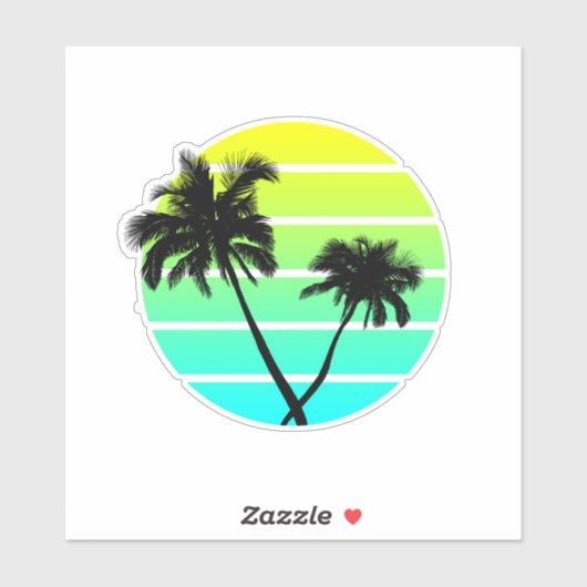 Retro Beach Palm Trees Sticker (Vel)
