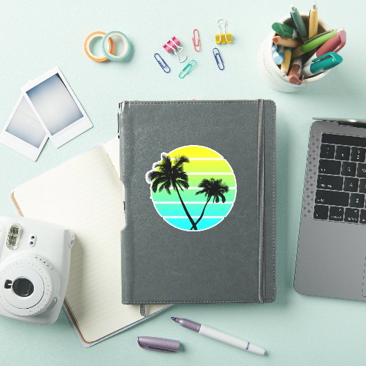Retro Beach Palm Trees Sticker (iPad Cover)