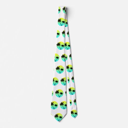 Retro Beach Palm Trees Stropdas (Voorkant)