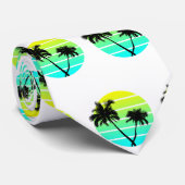 Retro Beach Palm Trees Stropdas (Opgerold)