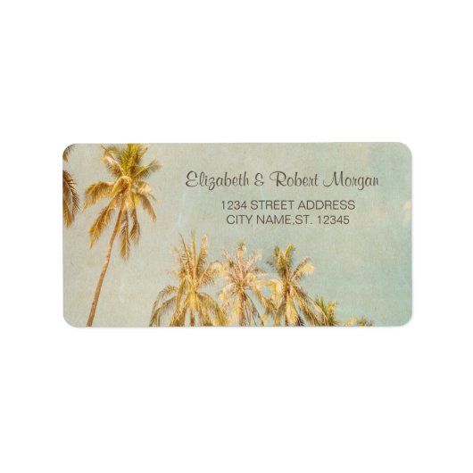 Retro Beach Palms Etiket (Voorkant)