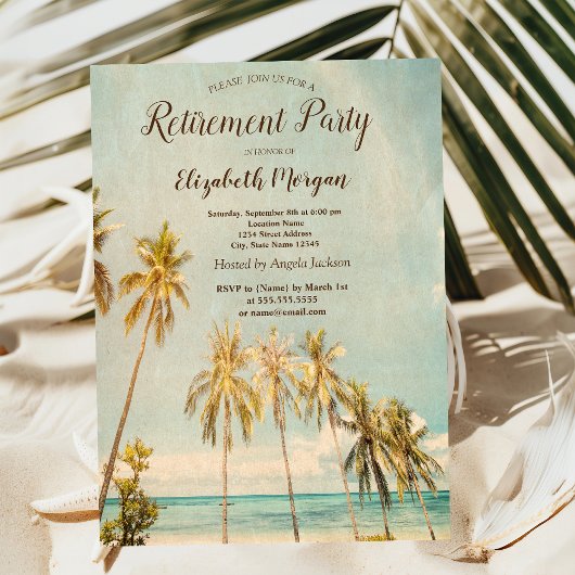 Retro Beach Palms Pensioenfeest Kaart