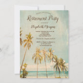 Retro Beach Palms Pensioenfeest Kaart (Voorkant)