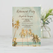 Retro Beach Palms Pensioenfeest Kaart (Staand voorkant)