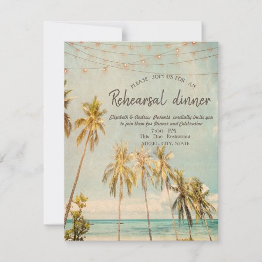 Retro Beach Palms Probediner Kaart (Voorkant)