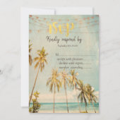 Retro Beach Palms RSVP Kaart (Voorkant)