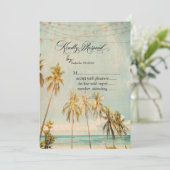Retro Beach Palms RSVP Kaart (Staand voorkant)
