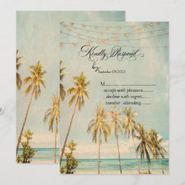 Retro Beach Palms RSVP Kaart