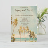 Retro Beach Palms Verloving Invitation Kaart (Staand voorkant)