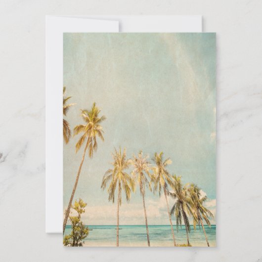Retro Beach Palms Verloving Kaart (Achterkant)
