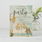 Retro Beach Palms Verloving Kaart (Staand voorkant)