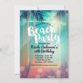Retro BEACH PARTITY Sunny Palm Trees Summer Birthd Kaart (Voorkant)