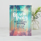 Retro BEACH PARTITY Sunny Palm Trees Summer Birthd Kaart (Staand voorkant)
