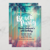 Retro BEACH PARTITY Sunny Palm Trees Summer Birthd Kaart (Voorkant / Achterkant)