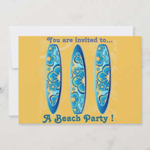 Retro Beach party blauwe surfplanken en zand Kaart