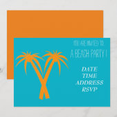 Retro Beach party oranje palmbomen Kaart (Voorkant / Achterkant)