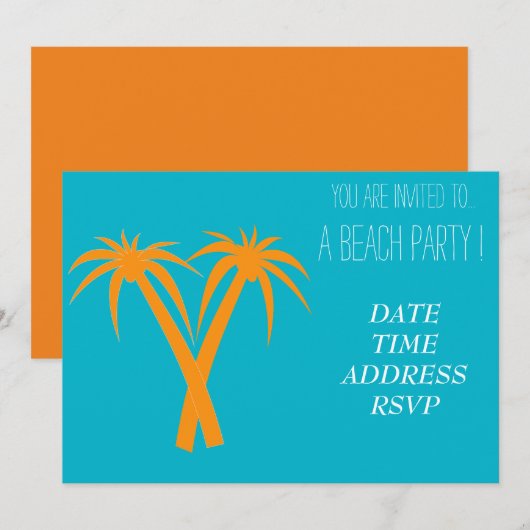 Retro Beach party oranje palmbomen Kaart (Voorkant / Achterkant)