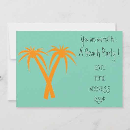 Retro Beach party oranje palmbomen Kaart (Voorkant)