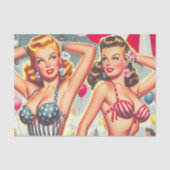 Retro Beach Party Pin-ups Tissuepapier (Voorkant)