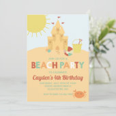 Retro Beach Party Summer Sand castle Birthday Kaart (Staand voorkant)