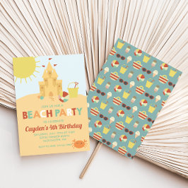 Retro Beach Party Summer Sand castle Birthday Kaart