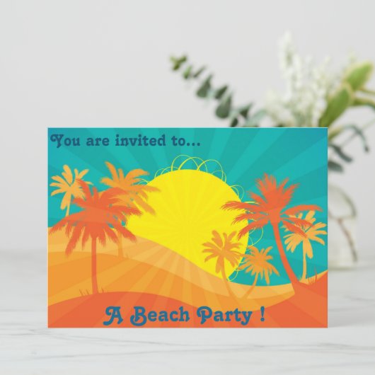 Retro Beach party sunset strand palomen Kaart (Staand voorkant)