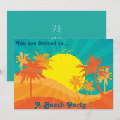 Retro Beach party sunset strand palomen Kaart (Voorkant / Achterkant)