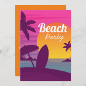 Retro Beach party sunset strand surf Kaart (Voorkant / Achterkant)