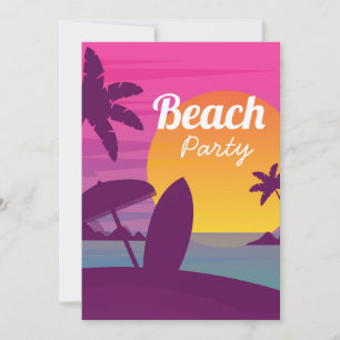 Retro Beach party sunset strand surf Kaart