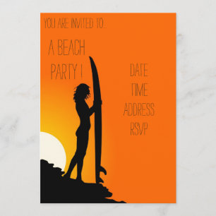 Retro Beach party sunset surfer girl Kaart