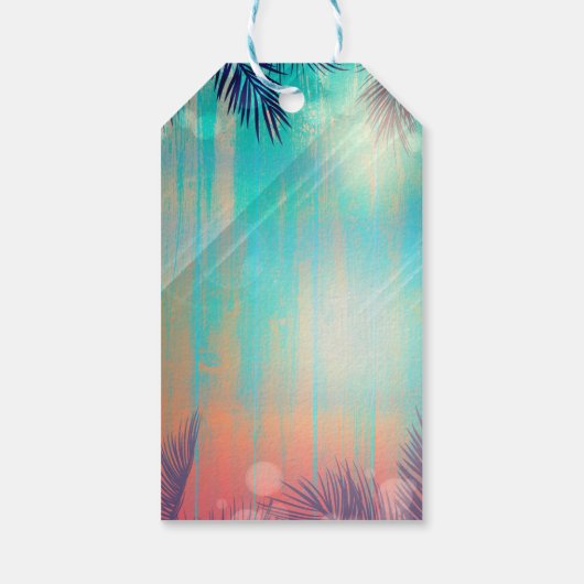 Retro BEACH PARTY Zonnige Palm Trees Party Favor Cadeaulabel (Achterkant)