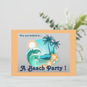 Retro Beach party zonsondergang strand palmbomen Kaart (Staand voorkant)