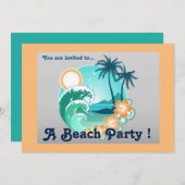 Retro Beach party zonsondergang strand palmbomen Kaart (Voorkant / Achterkant)