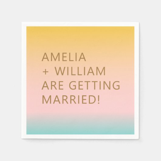 Retro Beach Pastels gradiënt uniek huwelijk Servet (Voorkant)