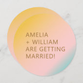 Retro Beach Pastels gradiënt Unieke vorm bruiloft Kaart (Voorkant / Achterkant)