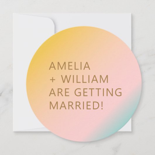 Retro Beach Pastels gradiënt Unieke vorm bruiloft Kaart (Voorkant)