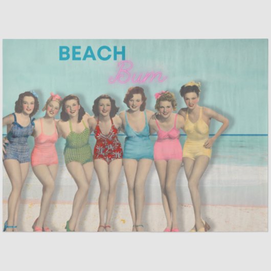 Retro Beach Pin-Up Girls Decoupage - Beach Bum  Tissuepapier (Voorkant)
