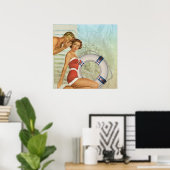 Retro Beach Pin-up stijl Poster (Thuiskantoor)