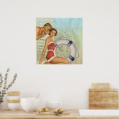Retro Beach Pin-up stijl Poster (Keuken)