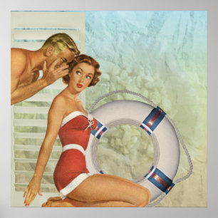 Retro Beach Pin-up  stijl Poster