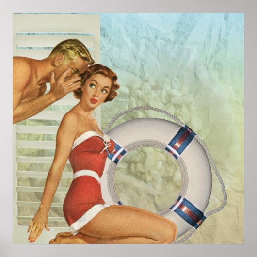 Retro Beach Pin-up stijl Poster (Voorkant)